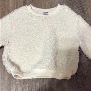 Old Navy Cream Fuzzy Sherpa Sweatshirt Crew Neck LIKE NEW